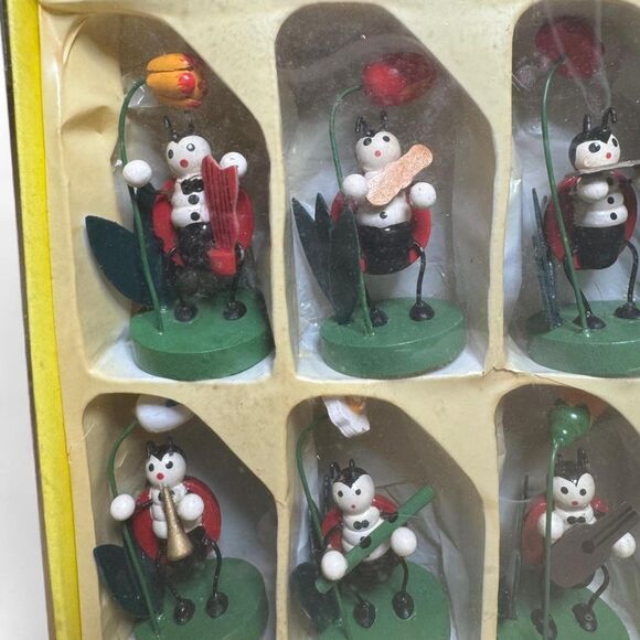 VTG Small Ladybug Anthropomorphic Musician Figures Set - Picture 2 of 6